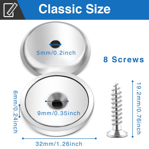 E BAVITE Neodymium Cup Magnets, Heavy Duty Rare Earth Magnets, Round Base with Countersunk Hole, Pack of 8