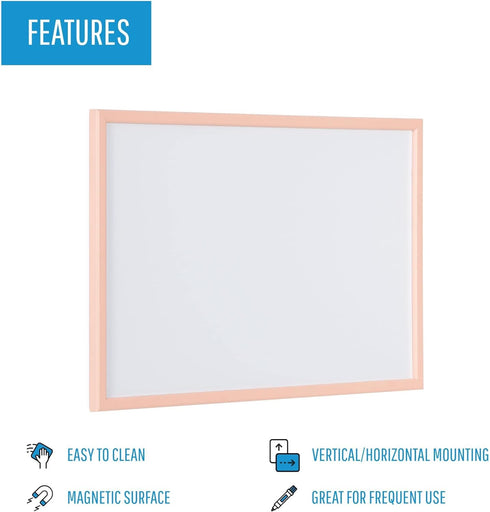MasterVision Pastel Collection Magnetic Dry Erase Whiteboard, Salmon Colored MDF Frame, 15.75" x 11.81"