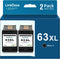 Remanufactured 63 63XL Black Ink Cartridges Replacement for HP OfficeJet 3830, 4650, 5255, Envy 4520, 4512 (2 Black)