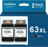 Remanufactured 63 63XL Black Ink Cartridges Replacement for HP OfficeJet 3830, 4650, 5255, Envy 4520, 4512 (2 Black)