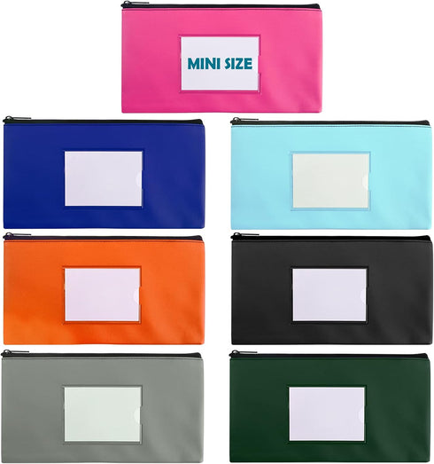 7 Pack Mini Bank Money Bag for Cash, 8.3" x 4.5", Small