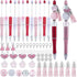 SUNNYCLUE DIY 12 Sets Pen Making Kit, Beadable Pen with Beads, 20mm Pink Acrylic Beads, Beadable Pens Supplies