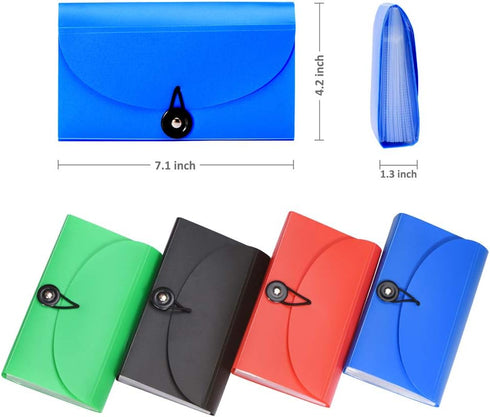 SEEKIND Expanding File Folders 4 Pack, 7.1" x 4.2" Receipt Organizer Folder with 13 Pockets for Office