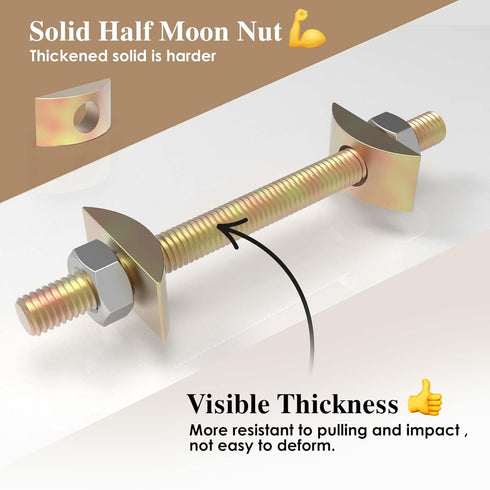 Furniture Fastening Connectors for Secure Countertops, Tables, and Bed Frames with Bolt and Nut Hardware, Metric-M8