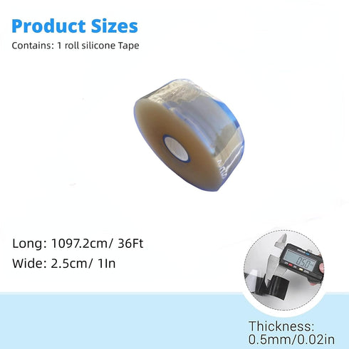 Self Sealing Fusing Silicone Tape Clear, 1 in Wide 36Feet Heavy Duty & Leak Proof Rubber Waterproof Hose Tape Pipe for Water Emergency Pipeline Repair Cable Winding Insulating (0.5mm in Thickness)