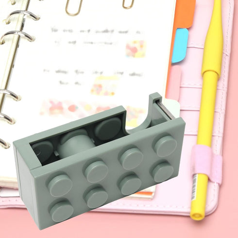 Tape Dispenser, Small Design Desktop Tape Dispenser with Sharp Blade, Cute Mini Building Block Shape for Office Home