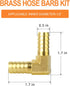 GASHER 2 Pieces Brass Hose Barb Reducer, 1/2 Inch to 1/2 Inch 90 Degree Elbow with 4 Hose Clamps