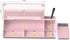 TOWON Pink Desk Dry Erase Board with Detachable Calculator, Small Glass Desktop Whiteboard, 17 x 6 in