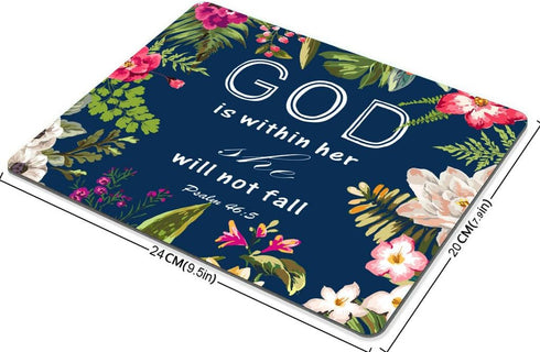 Smooffly Custom Gaming Mouse Pad, Christian Quotes, Bible Verses, God is Within Her Psalm 46:5