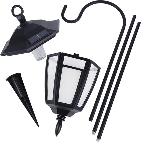 2 Pack 2 38 Inch Dynaming Solar Hanging Lights Outdoor, Solar Powered Garden Decorative Lanterns with x Shepherd Hooks