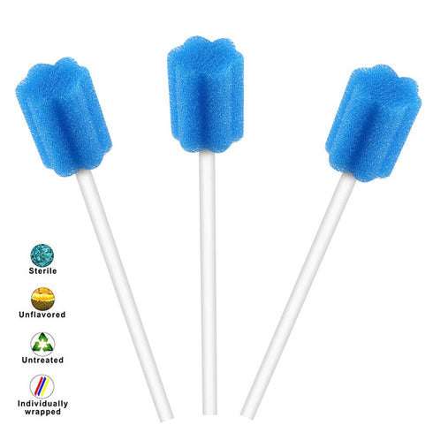 Wellgler's Disposable Oral Swabs - Unthreaded Mouth Swabs, 100pcs Blue