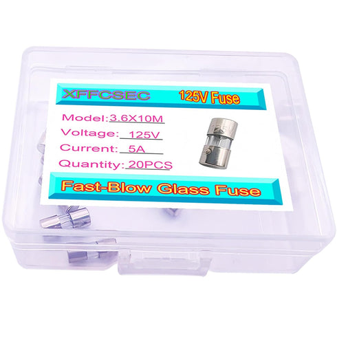 XFFCSEC 20PCS 3.6x10 mm 5 5 125 125 0.14x0.39 Inch F5AL Lights,PCB,C9,C7,G40,Safety Mini Fuse A amp V Volt Fast Blow