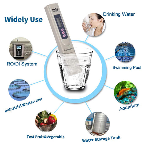 Water Quality Tester, Accurate and Reliable 3 in 1 EC Meter & Temperature Meter, Funayama TDS Meter for Drinking Water,