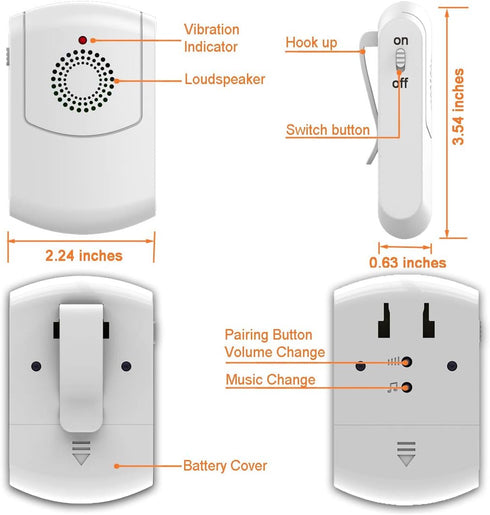 Caregiver Pager Wireless Call Button System, Personal Alert Panic Button for Home Elderly Nurses Calling System