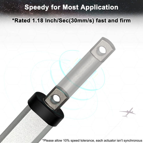 3" 12V 32N/7.2lb 1.2"/sec UYGALAXY Stroke Micro Electric Linear Actuator - Speed Mini Waterproof Metal Mini Motion