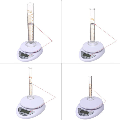 Thick Glass Graduated Measuring Cylinder Set, 5ml, 10ml, 50ml, 100ml with Two Brushes