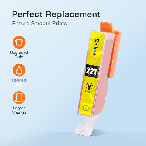 E-Z Ink Compatible Ink Cartridge Replacement for Canon PGI220 PGI-220 CLI221 CLI-221 for MX870 MX860 MP620 MP560 MP980