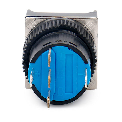 Baomain 4-Pack Push Button Switch - 5/8 inch 16mm - Momentary Square Cap - DC 12V SPDT 5 Pin, LED Lamp Colors