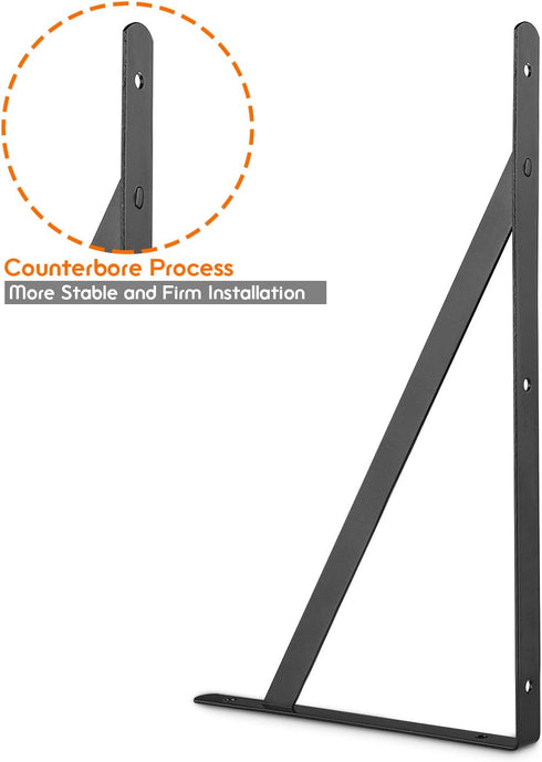 STARVAST 4 Pack 9.8 6.3 inch, 90 (250x160mm) Heavy Duty Shelf Brackets x Floating Shelves Black Triangle Shelf
