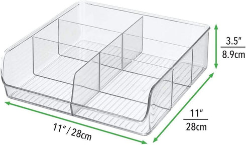 6 Closets, mDesign Plastic Home Office Wide Bin Organizer with Compartments for Cabinets, Drawers, Desks, Tables