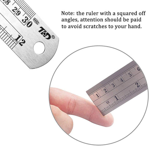 ZZTX Ruler Metal Straight Edge Stainless Steel Ruler Set, 6 Inch, 8 Inch, 12 Inch, 16 Inch, Bulk Set of 4