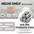 Biutimarden 11.81 Inch SUS304 Shower Niche Shelf for Prefabricated Tile Niches Stainless Steel Shower Shelf for Tile