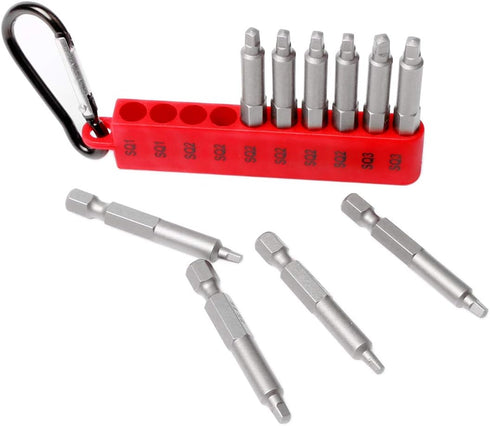 Assorted 10 Pieces Screwdriver Bits, 2 In. Square #1, #2, #3, S2 Steel