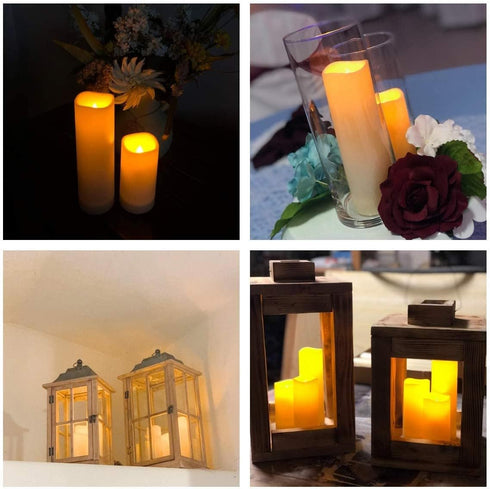 12-Pack 2.2" 2 Aignis Waterproof Flameless Candles, Slim Plastic Battery Operated LED Pillar Candles with Remotes