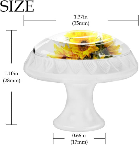 CDGIRUOWUNV 12 Pack 35 mm Yellow Sunflower Bouquets Drawer Pulls Crystal Cabinet Knobs with Screws for Women Girl Gifts