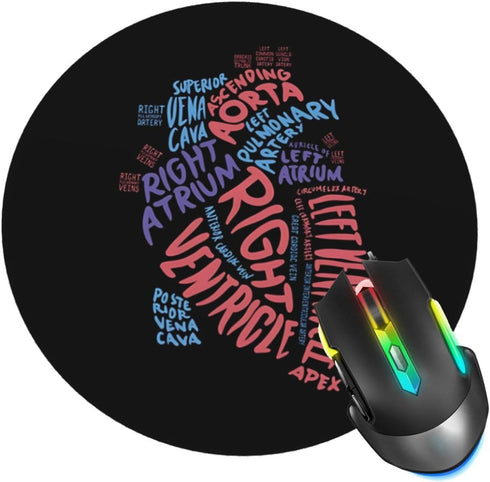 Mouse Pad Cardiac Nurse Anatomical Heart Design, Stitched Edge with Non-Slip Rubber Base for Gaming