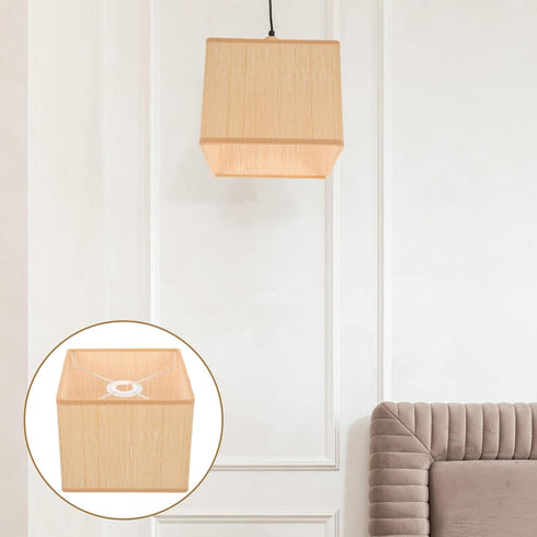 Homoyoyo Bamboo Lamp Shade Medium Square Lampshade Vintage Woven Chandelier Lampshade Clip On Light Cover for Table