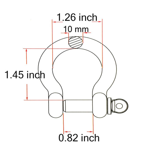2 Pcs 3/8 Inch 304 Stainless Steel D Ring Shackles, 10 mm Screw Pin Anchor Shackle for Traction Steel Wire