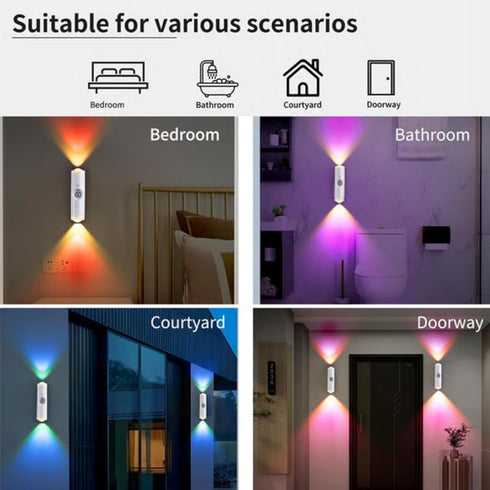 Generic (Black,3 Rechargeable Smart LED Motion Sensor Ambient Light, Smart Sensor Magnetic Dynamic RGB LED Light