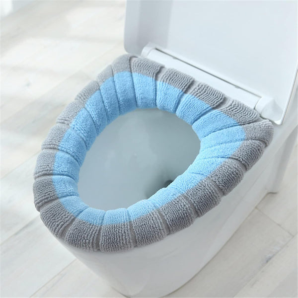 Generic Soft Plush Toilet Seat Cover, Thickened Knitted Cushion with Non-Slip Backing for