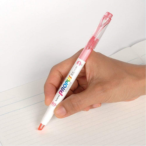 Uni Propus Window Double-Sided Highlighter Pen, 10 Color Set with 4.0 mm/0.6 mm Twin Tip and Sticky Notes