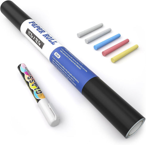 Nicpro Chalkboard Contact Paper Roll, 17.7" X 78.7" Self Adhesive Blackboard Wallpaper with 1 Marker & 5 Chalk