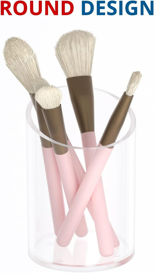 Pen Holder for Desk Organizer, Acrylic Makeup Brush Organizer and Sanitizer Holder for Office and Home (Clear)