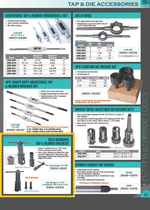 HHIP 3900-0293 Self Aligning Tap and Reamer Holder, 0-1/2"