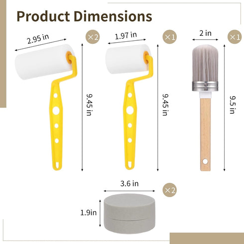 DORMIYA 6PCS Set, 3 1 2 Paint Brush and Roller Includes Oil-Based Sponge Rollers, a Cleaning Brush and Round Sponges