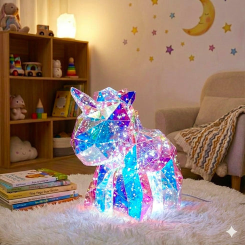 Aladdinas LED Unicorn Night Light, Holographic Iridescent Design, Nursery Decor Display Box with Ribbon (Unicorn