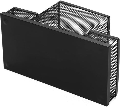 Mesh Desk Organizer for Office, 4 Compartments Pen Holder with Sticky Notes Holder, Black Mesh Storage
