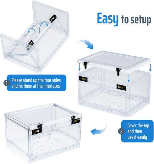 Lock Box with Locker, Lockable Cabinet for Office, School, Home Personal Items Safe, Medicine Organizer, Clear