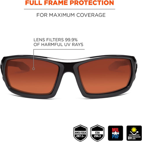 Skullerz Odin Safety Sunglasses - Black Frame, Copper Lens