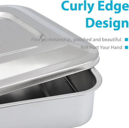 Medical Surgical Trays, Stainless Steel Dental Instruments Tray Organizer with Lid & Handle Grip