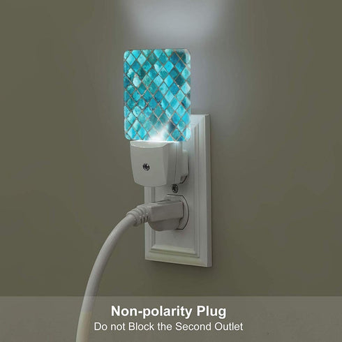 FSHVQKD Turquoise Blue Night Light,Plug Into Wall Decor for Stairway,Hallway,Kitchen,Dusk to Dawn Sensor Nightlights