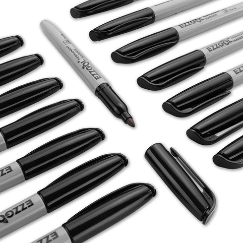 Permanent Markers Bulk, 72 Pack Fine Tip Black Waterproof Marker Set, Quick Drying, Smear Proof Pens for Office, School