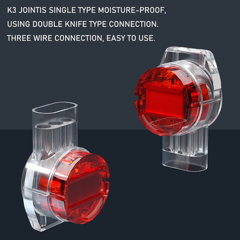 UR IDC Connector LUORNG 100PCS Red Clear Data Phone Wire Butt Splice 3 Ports UR Connectors