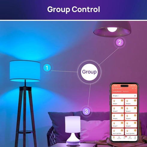 Bulbs, A19 Bulbs, 800 60W Dimmable 4-Pack Consciot Smart Light Color Changing Smart Lumens Equivalent, Works with Apple
