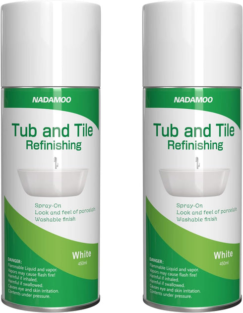 NADAMOO White Bathtub and Tile Refinishing Spray Paint Kit, 450ml (2 Pack),
