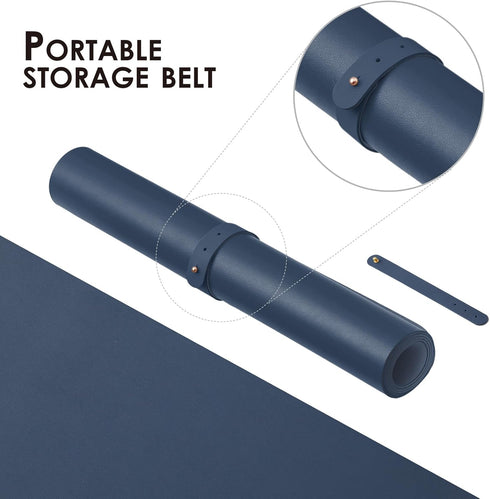 Leather Desk Mat, Non-Slip PU Desk Pad for Office and Home, Large Mouse Pad and Desk Organization (Dark Blue, 31.5"x